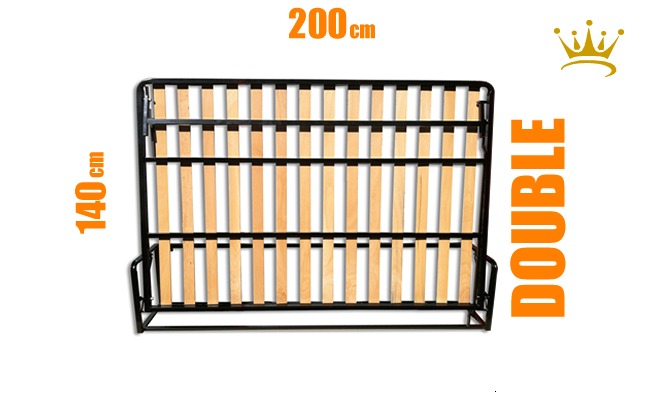 Double Horizontal: 200cm x 140cm Mécanisme de Lit Double Mural Horizontal