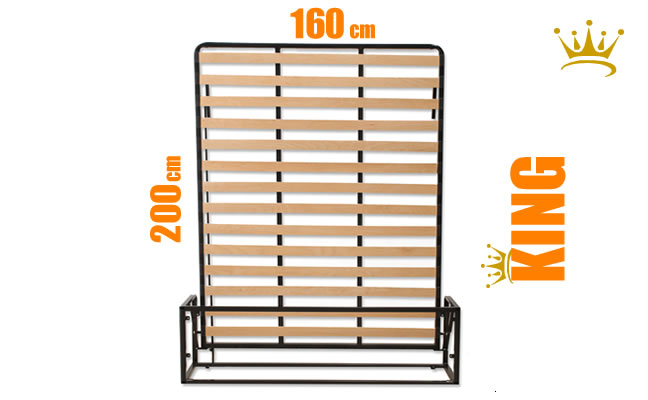 King size Vertical: 160cm x 200cm Mécanisme de Lit King size Mural Vertical