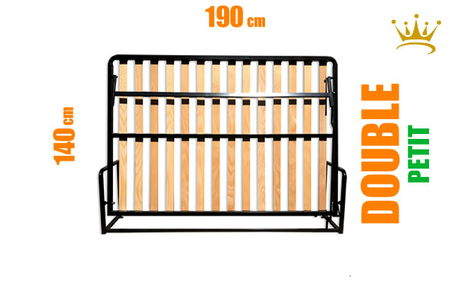 Petit Double Horizontal: 190cm x 140cm Mécanisme de Petit Lit Double Mural Horizontal