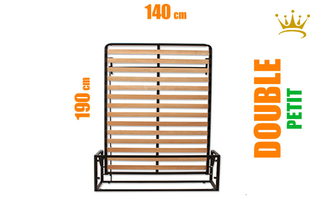 Petit Double: 140cm x 190cm Mécanisme de Petit Lit Double Mural Vertical